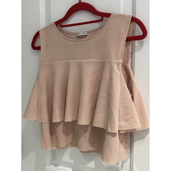 Zara Knit Women’s Light Pink Sleeveless Top Summer Casual With Layer Look Size L - Picture 2 of 11